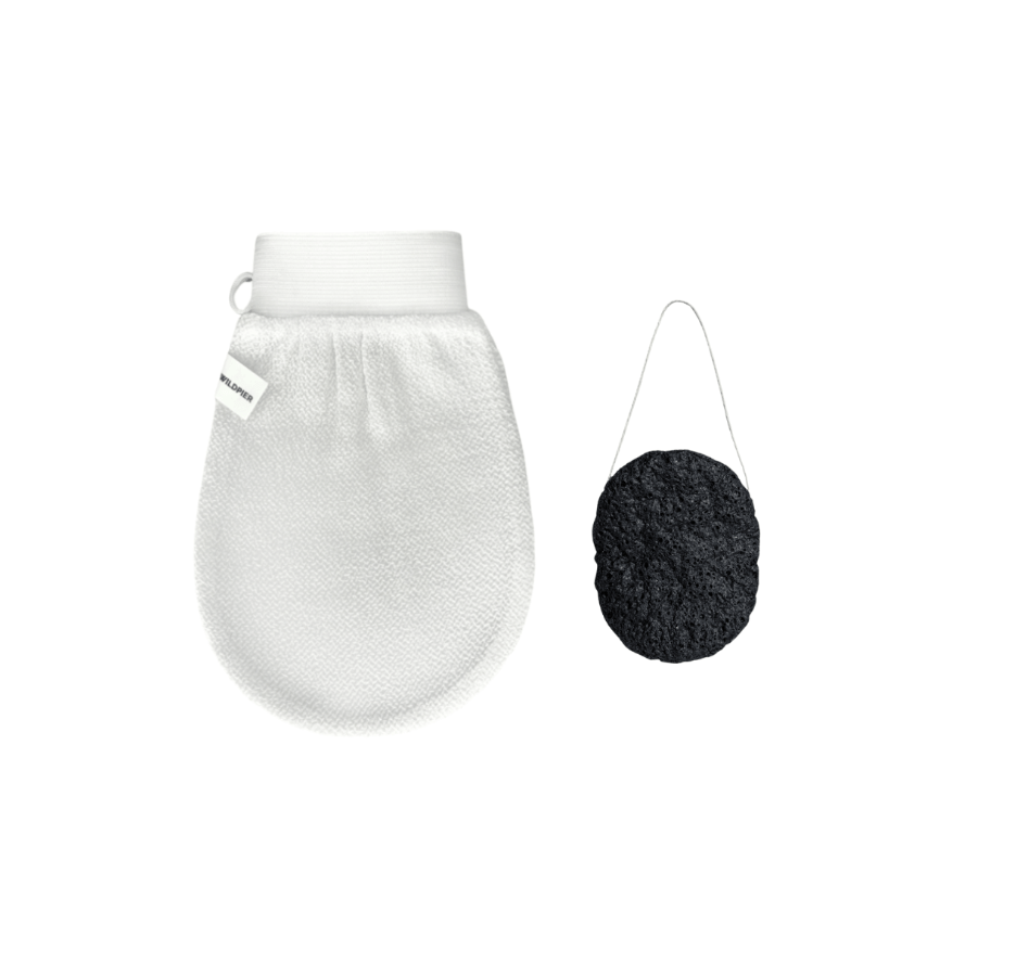 Wildpier™ Deep Exfoliating Glove and Bamboo Charcoal Konjac Sponge Bundle