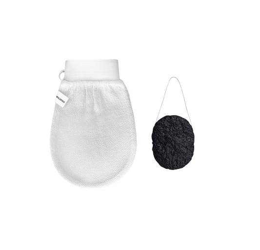 Wildpier™ Deep Exfoliating Glove and Bamboo Charcoal Konjac Sponge Bundle