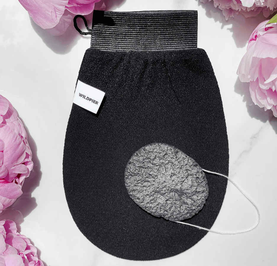 Wildpier™ Luxe Deep Exfoliating Glove and Bamboo Charcoal Konjac Sponge Bundle