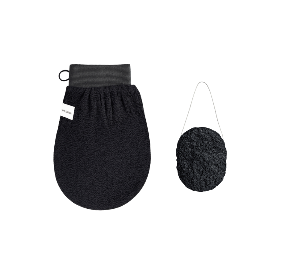 Wildpier™ Luxe Deep Exfoliating Glove and Bamboo Charcoal Konjac Sponge Bundle