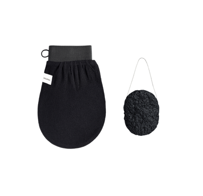 Wildpier™ Luxe Deep Exfoliating Glove and Bamboo Charcoal Konjac Sponge Bundle