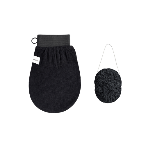 Wildpier™ Luxe Deep Exfoliating Glove and Bamboo Charcoal Konjac Sponge Bundle